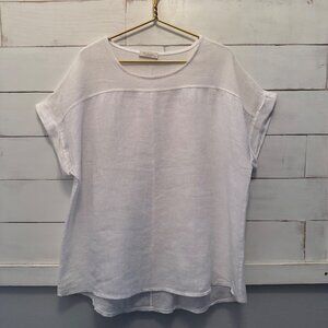 1X Bellambra White Linen Cap Short Sleeve Tunic Top Italy